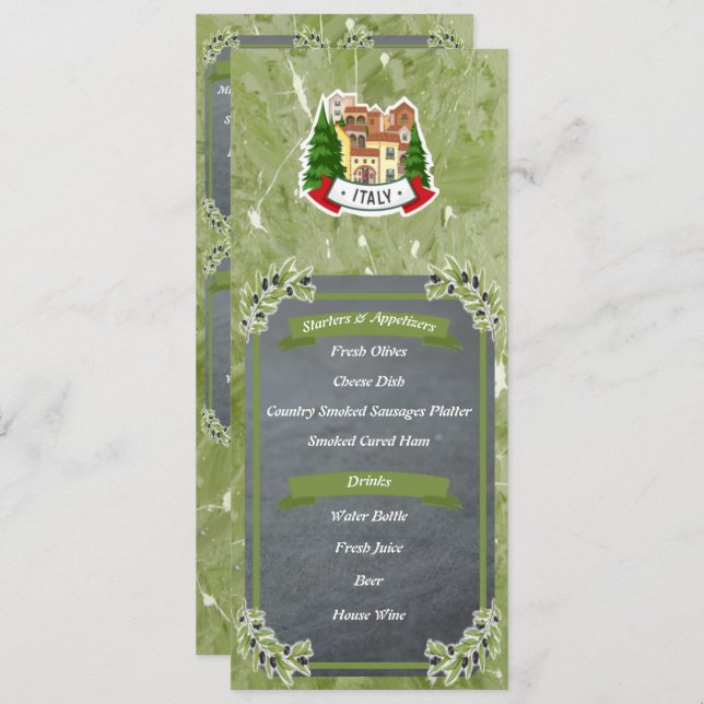 Italian menu restaurant 10,16 x 23,5 (Anverso / Reverso)