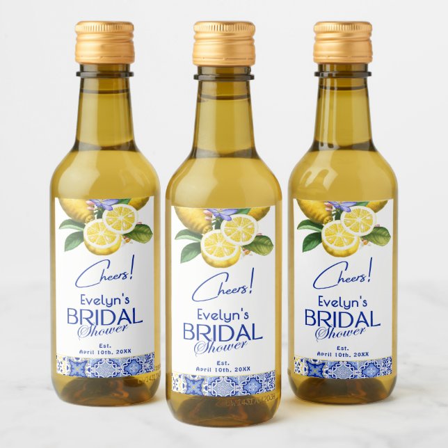 Italian Mosaic Blue Tile & Lemons Bridal Shower (Botellas)