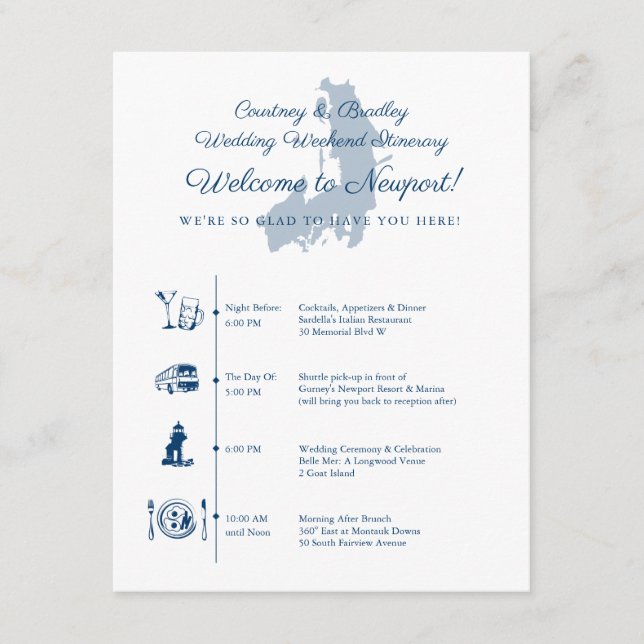 Itinerario Cronológico de la Recepción de Boda en  (Anverso)