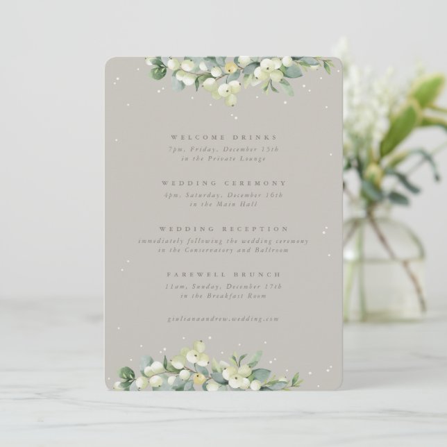 Itinerario de Boda 5x7 Greige Snowberry + Eucalipt (Anverso de pie)