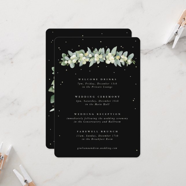 Itinerario de Boda de Snowberry Negro Grande + Euc (Anverso/Reverso In Situ)