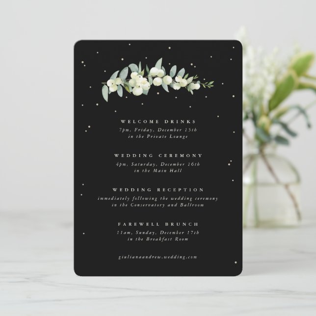 Itinerario de Boda de Snowberry Negro Grande + Euc (Anverso de pie)