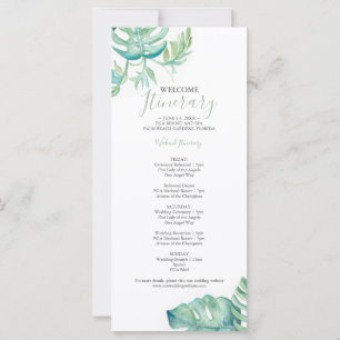 Itinerario de boda de vegetación tropical con acua