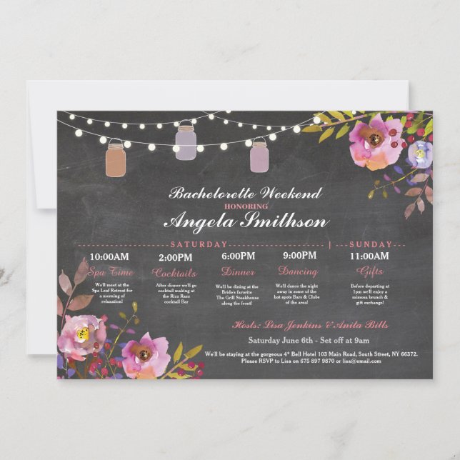 Itinerario de Despedida de Soltera Coral de Tiza (Anverso)