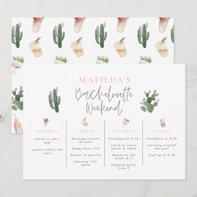 Itinerario de fin de semana de despedida de solter (Anverso / Reverso)