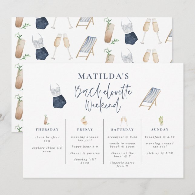 Itinerario de fin de semana de soltera femenina az (Anverso / Reverso)