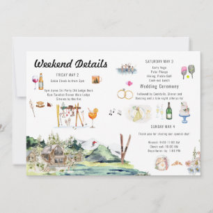 Itinerario de Mapa de Boda Ilustrado Invitación