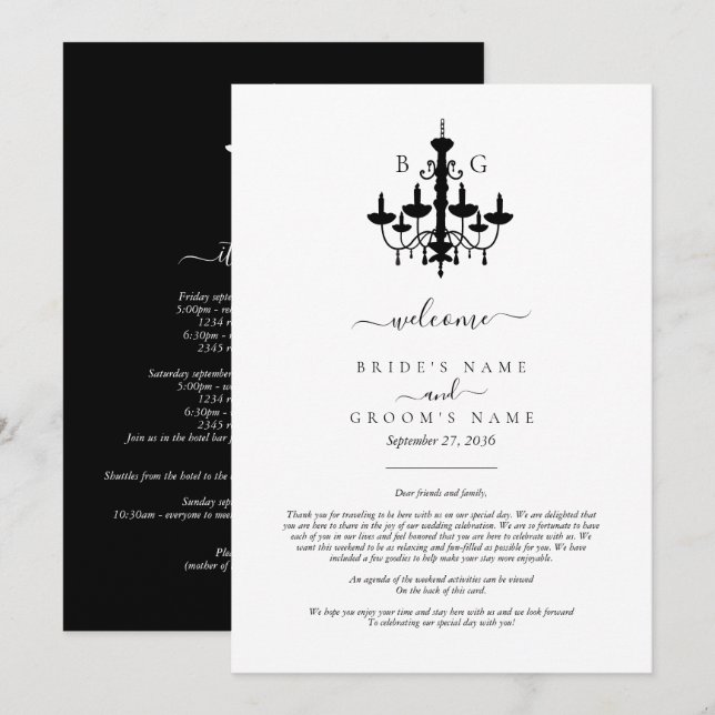 Itinerario elegante Boda de la lámpara de araña bl (Anverso / Reverso)