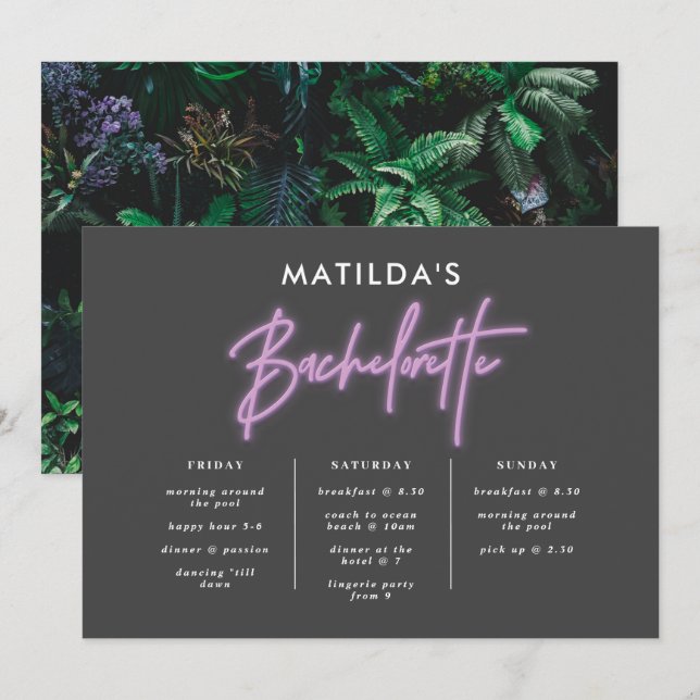 itinerario moderno y elegante de la soltera de neó (Anverso / Reverso)