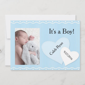 It's a Boy! Anuncio de nacimiento de corazones azu