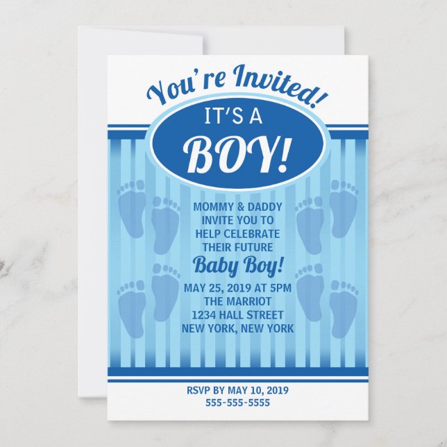 It's a Boy! Invitación de Baby Shower (Anverso)