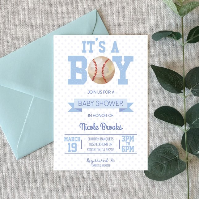 It's a Boy! Invitación de Baby Shower al béisbol a (Subido por el creador)
