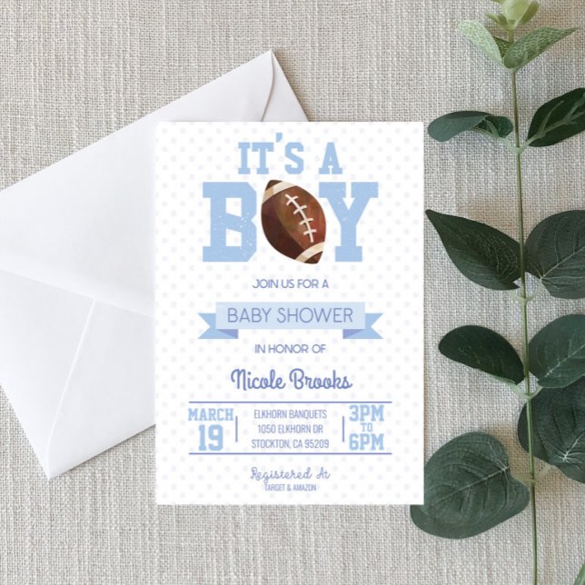 It's a Boy! Invitación de Baby Shower al fútbol az (Subido por el creador)
