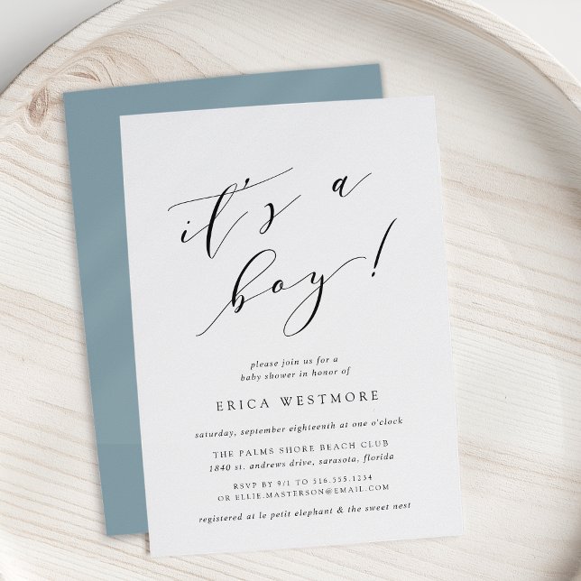 It's a Boy | Invitación de Baby Shower caligrafía (Subido por el creador)
