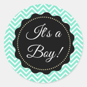 It's a Boy! Pegatinas de Baby Shower Sage Green
