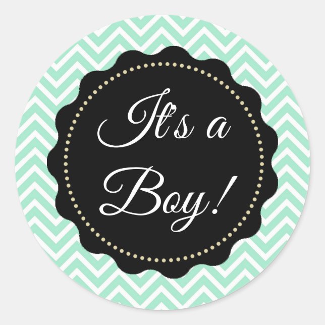 It's a Boy! Pegatinas de Baby Shower Sage Green (Anverso)
