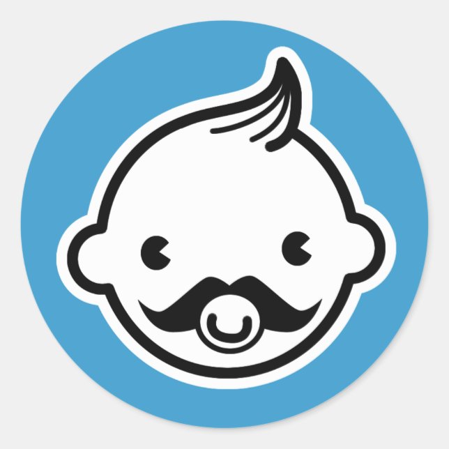 It's a Boy! Pequeño hombre bigote Pegatinas azules (Anverso)