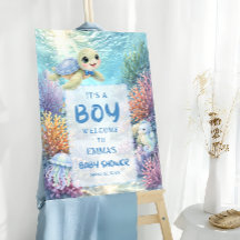 It's a Boy Sea Turtle Baby Shower Welcome