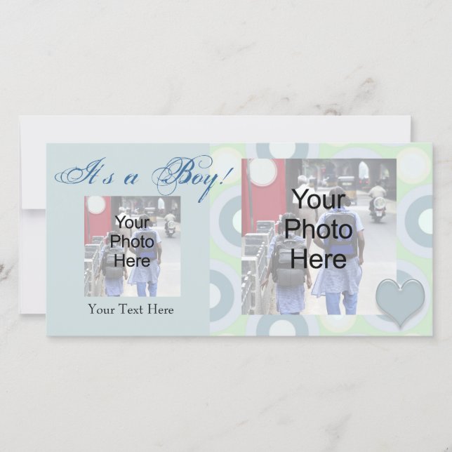 It's a Boy! Tarjeta de anuncio de nacimiento de fo (Anverso)