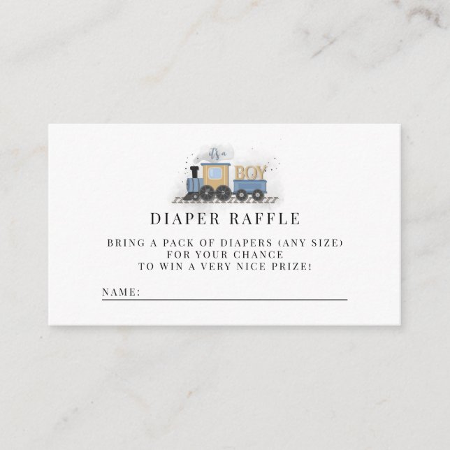 It's a Boy | Tarjeta Raffle Diaper de Tren (Anverso)