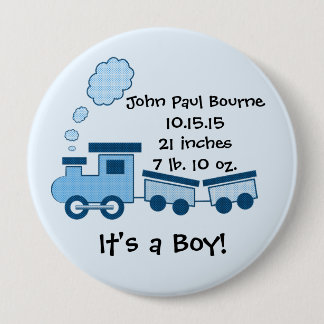 It's a Boy! Tren Choo Choo Azul de botón