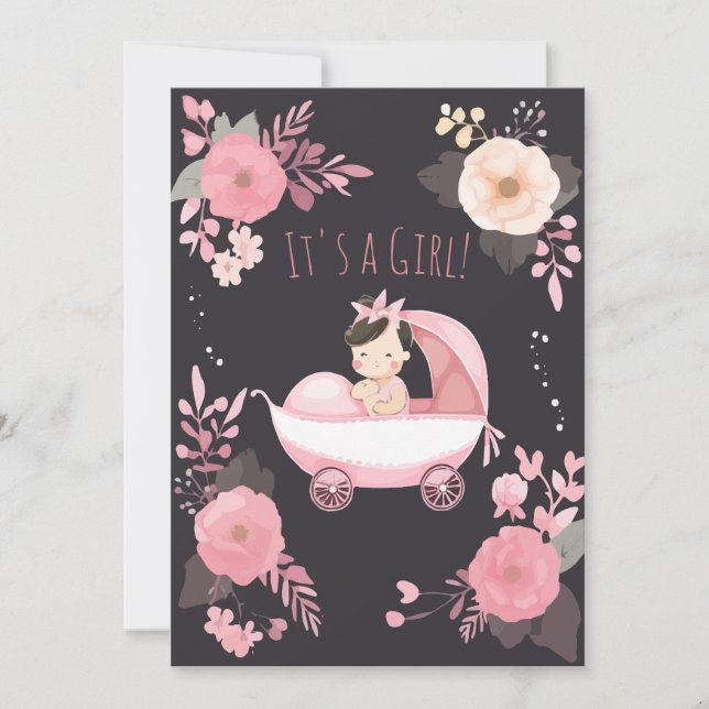 It's a Girl! | Invitación a Baby Shower de corte (Anverso)