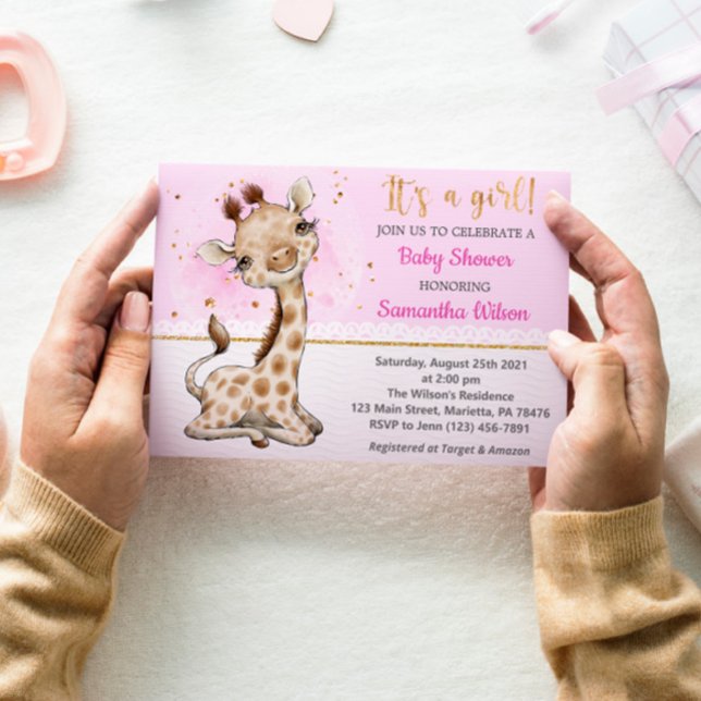 It's a Girl! Invitación de Giraffe Baby Shower (Subido por el creador)