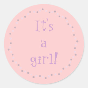 It's a Girl! Pegatinas de círculos de polka rosa