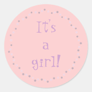 It's a Girl! Pegatinas de círculos de polka rosa