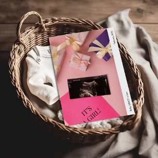 It's a Girl Photo Baby Announcement Card
