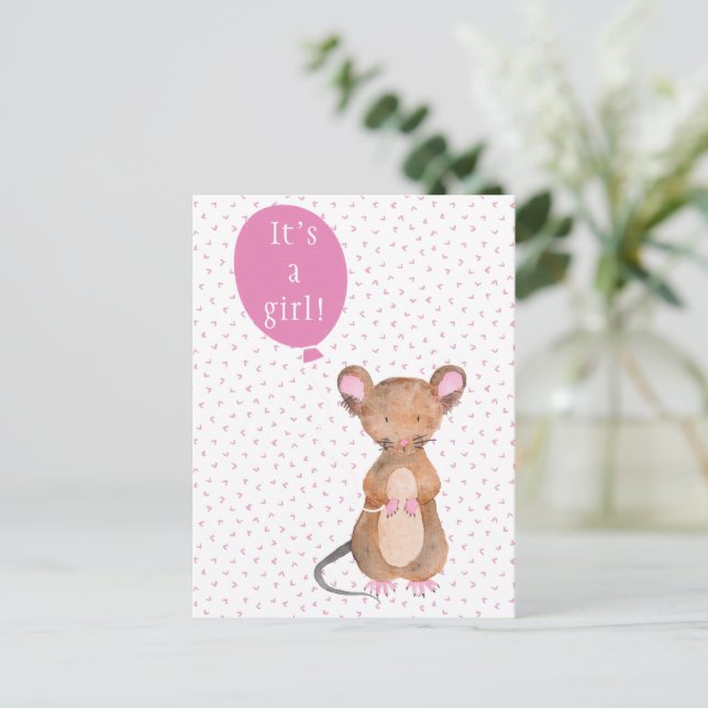 It's a Girl | Postales para ratones de Woodland (Anverso de pie)