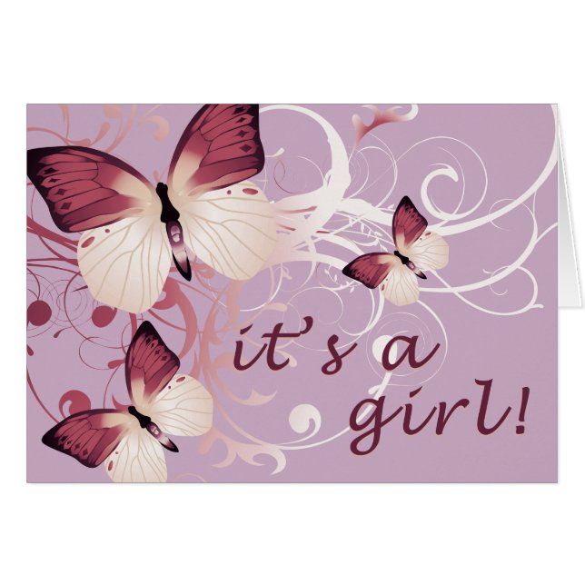 it's a girl! : (ver el interior) : mariposas: (Anverso (Horizontal))