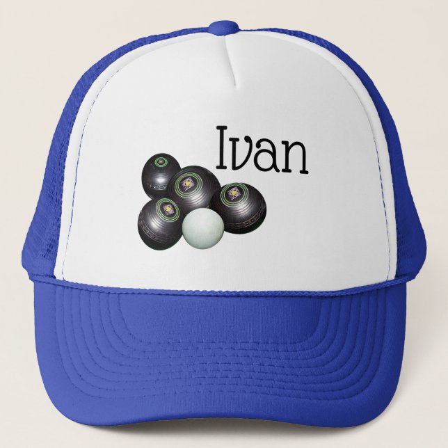 Iván Nombre Con Diseño De Bolas De Césped, Gorra D (Anverso)