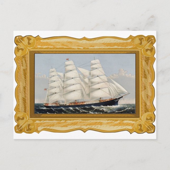 Ives —Tarjeta postal de barco Clipper (Anverso)