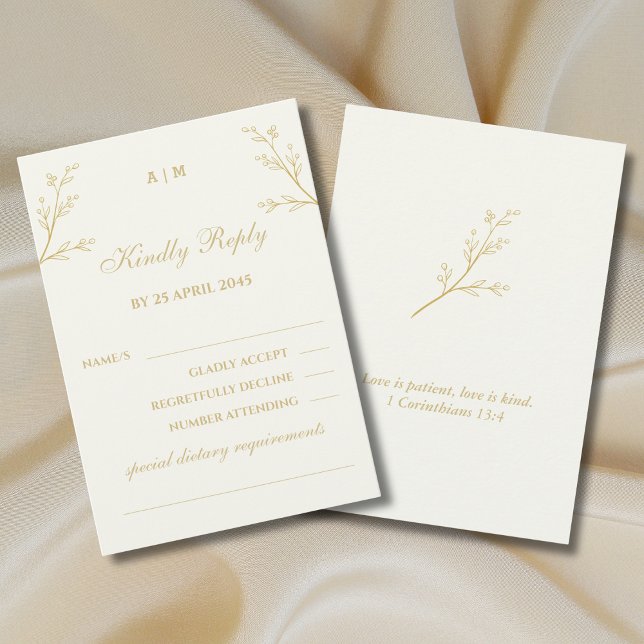 Ivory Botanical Christian Wedding RSVP Card (Subido por el creador)