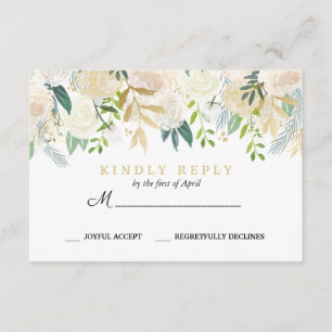 Ivory Bouquet Floral Boda Respuesta RSVP Mint