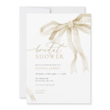 Ivory Bow Bridal Shower Invitación Cinta Blanca