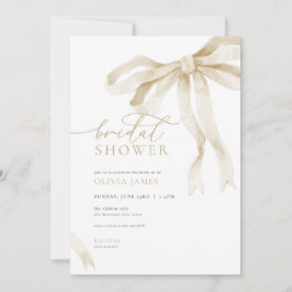 Ivory Bow Bridal Shower Invitación Cinta Blanca