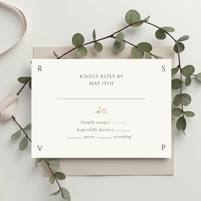 Ivory Floral Rose Wedding RSVP  (Subido por el creador)
