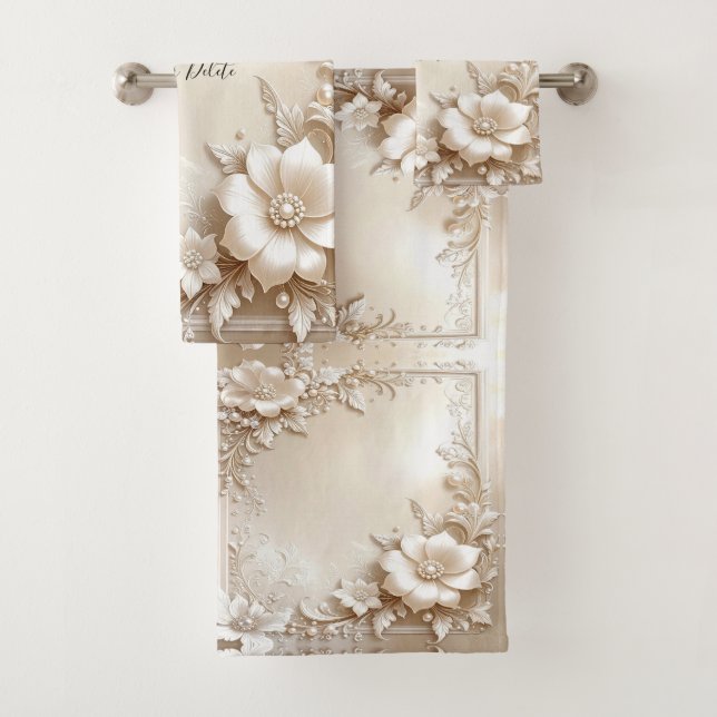Ivory Flowers Towel Set (In situ)