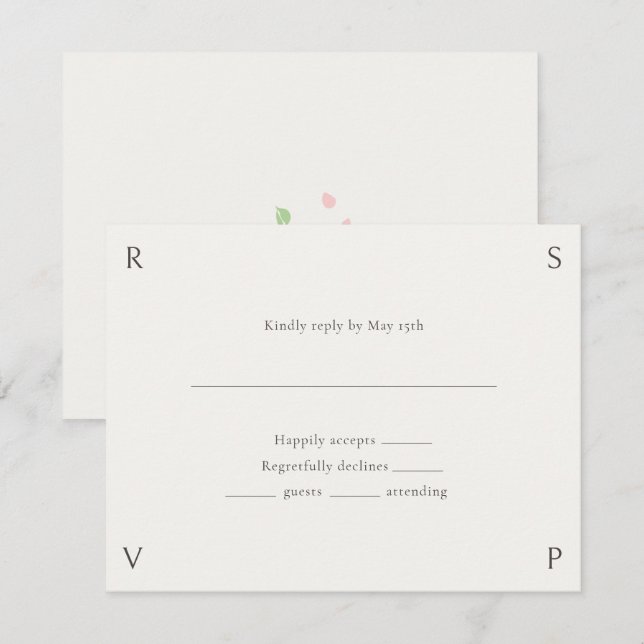 Ivory & Green | Floral Rose Wedding RSVP  (Anverso / Reverso)