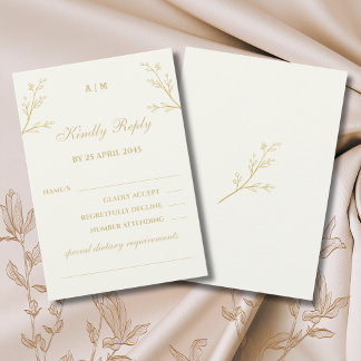 Ivory Monogram Botanical Wedding RSVP Card