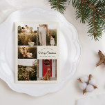 Ivory Muy Feliz Navidad Cinco Collages de fotos<br><div class="desc">El diseño de esta tarjeta navideña de cinco Collages de fotos de Marfil Muy Feliz Navidad presenta un sofisticado fondo crema brillante con una mezcla de letras negras simples y caligrafía clásica, junto con un estilo boho minimalista que combina a la perfección la sutileza moderna y la elegancia vintage. Este...</div>