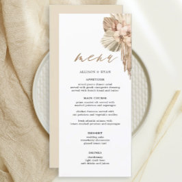 Ivory Pampas Grass Bohemian Boda Menus