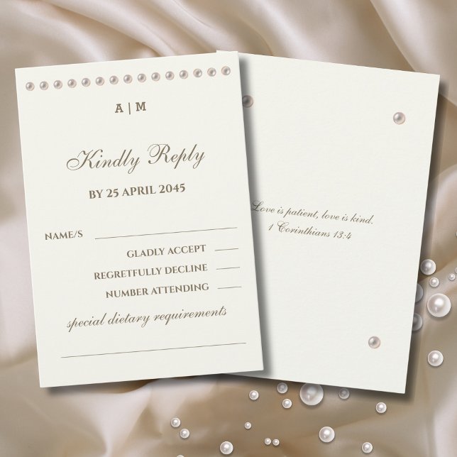 Ivory Pearl Christian Wedding RSVP Card  (Subido por el creador)