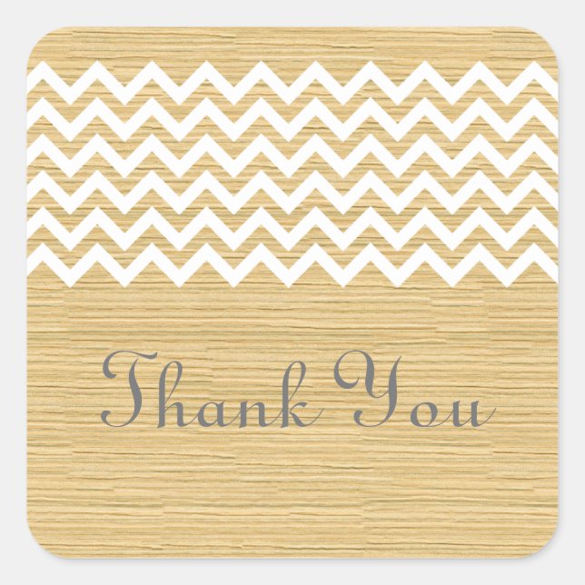 Ivory Rustic Chevron Gracias Pegatinas (Anverso)