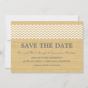 Ivory Rustic Chevron salva la invitación a la cita