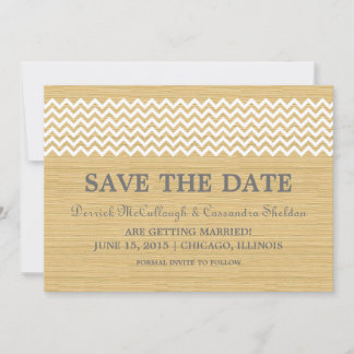 Ivory Rustic Chevron salva la invitación a la cita