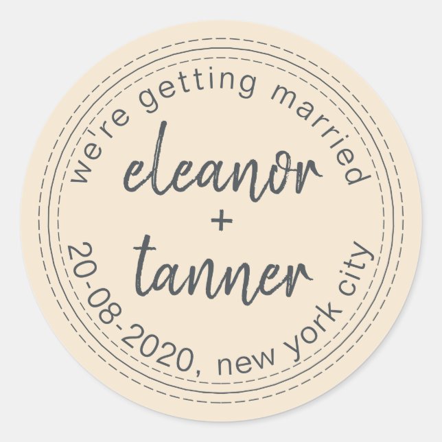 Ivory Salve el Sello para sobres Boda de fecha (Anverso)