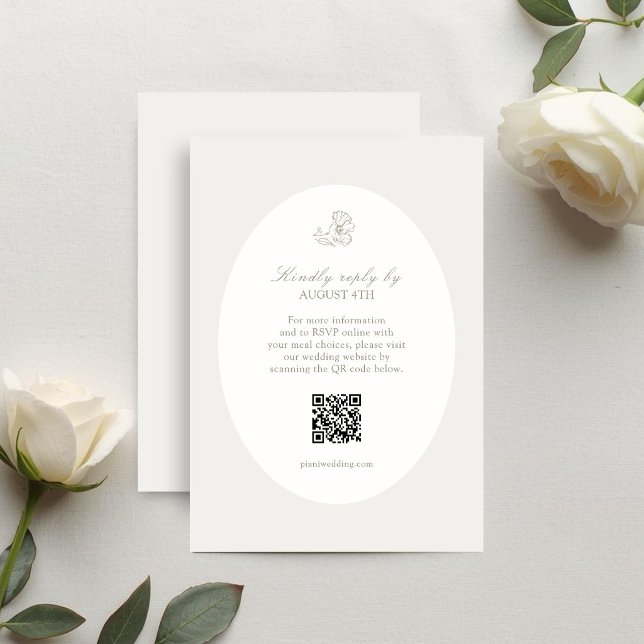 Ivory & Sand | Tarjeta de respuesta ovalada QR flo (Subido por el creador)